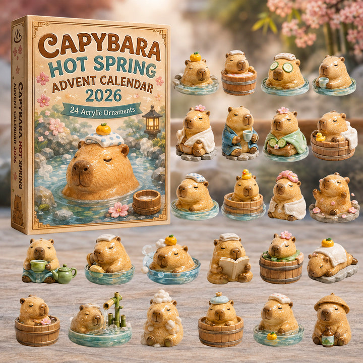 CHRISTMAS KICKOFF 40% OFF - Capybara Hot Spring Advent Calendar 2026 - 24-Day Festive Countdown, Acrylic Charms Blind Box - Gift For Capybara Lovers AC0HT496
