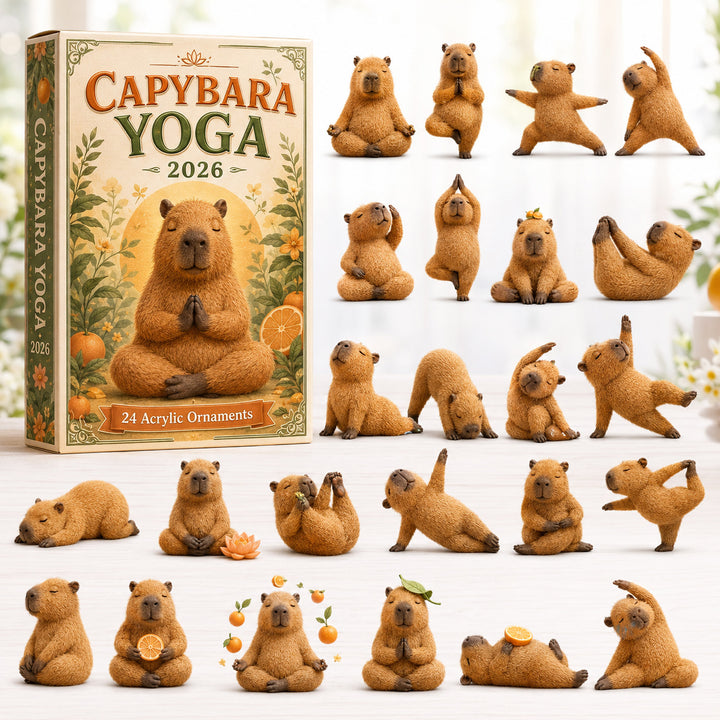 CHRISTMAS KICKOFF 40% OFF - Capybara Yoga Advent Calendar 2026 - 24-Day Festive Countdown, Acrylic Charms Blind Box - Gift For Yoga Lovers AC0HT568