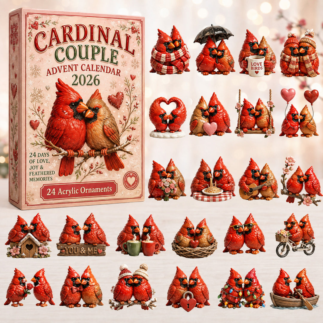 CHRISTMAS KICKOFF 40% OFF - Cardinal Couple Advent Calendar 2026 - 24-Day Festive Countdown, Acrylic Charms Blind Box - Gift For Cardinal Lovers, Family & Friends AC0HT432