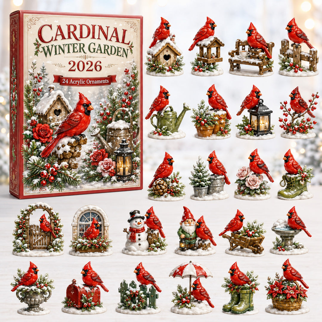 CHRISTMAS KICKOFF 40% OFF - Cardinal Winter Garden Advent Calendar 2026 - 24-Day Festive Countdown, Acrylic Charms Blind Box - Gift For Cardinal Lovers, Family & Friends AC0HT435