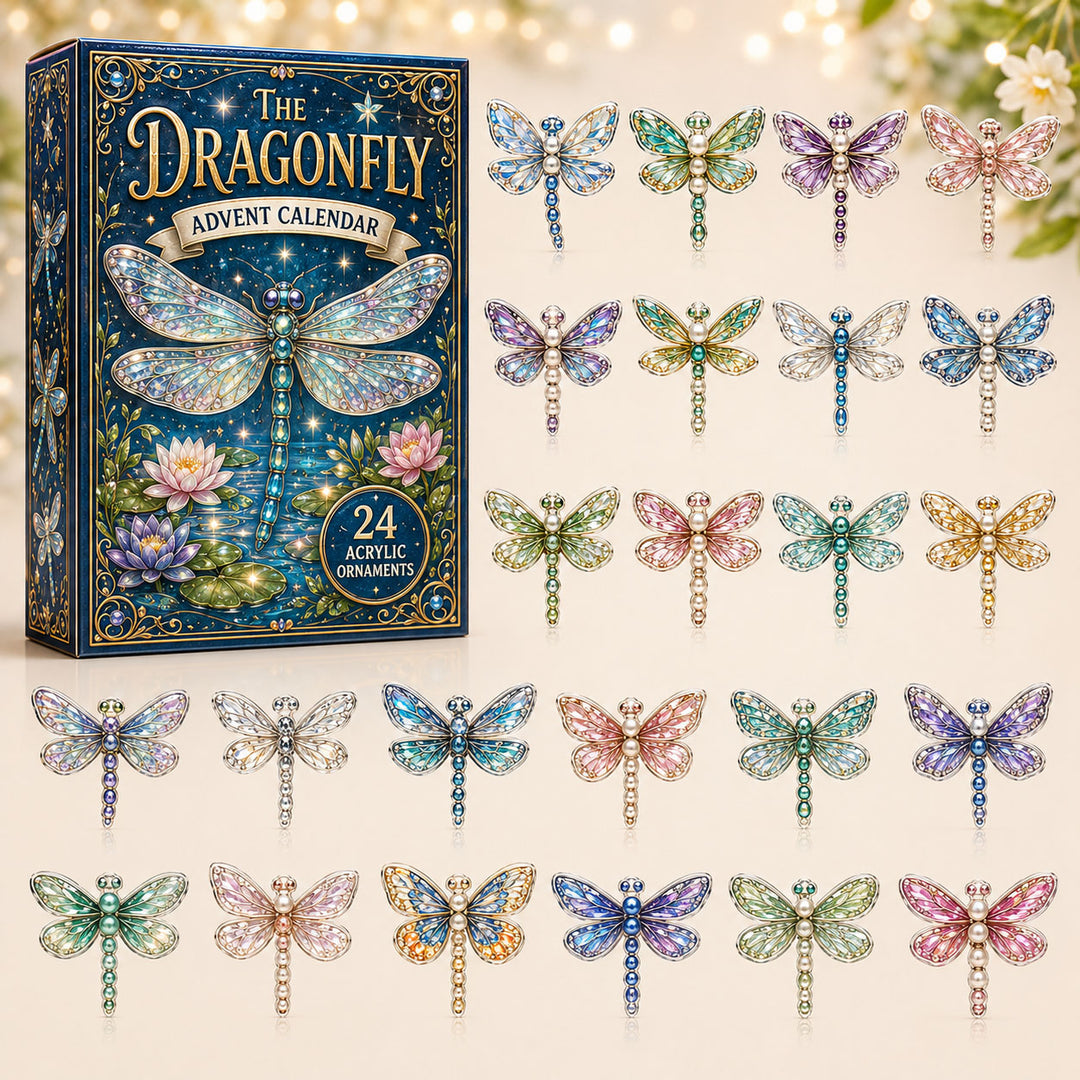 CHRISTMAS KICKOFF 40% OFF - Celestial Dragonfly Advent Calendar 2026 - 24-Day Festive Countdown, Acrylic Charms Blind Box - Gift For Dragonfly Lovers
