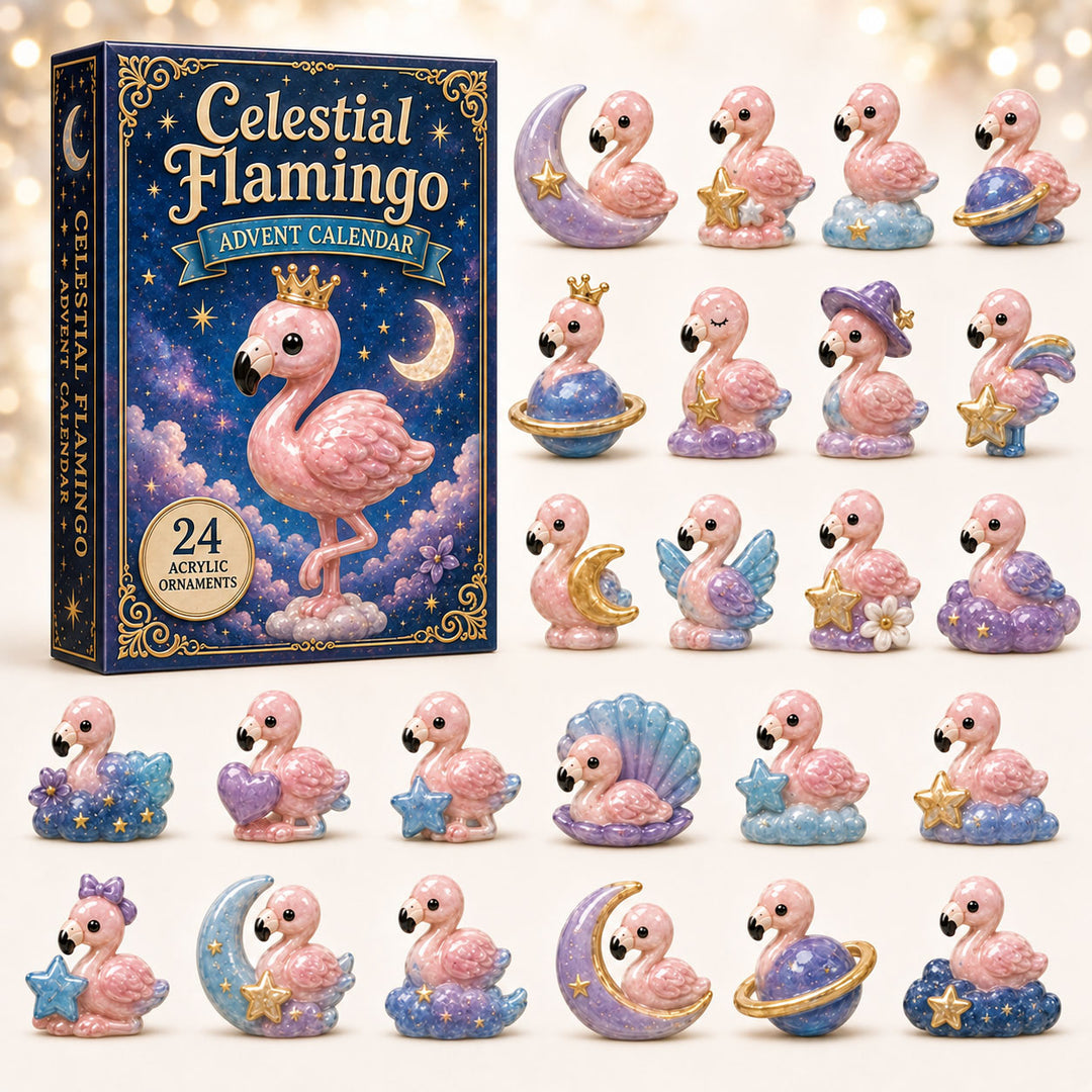 CHRISTMAS KICKOFF 40% OFF - Celestial Flamingo Advent Calendar 2026 - 24-Day Festive Countdown, Acrylic Charms Blind Box - Gift For Flamingo Lovers