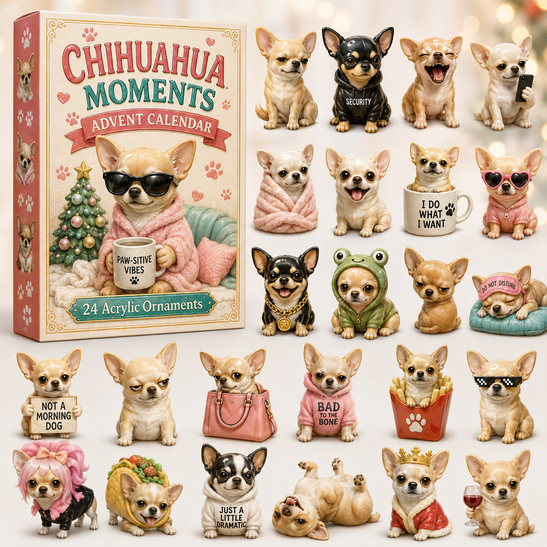 CHRISTMAS KICKOFF 40% OFF - Chihuahua Meme Advent Calendar 2026 - 24-Day Festive Countdown, Acrylic Charms Blind Box - Gift For Chihuahua Lovers