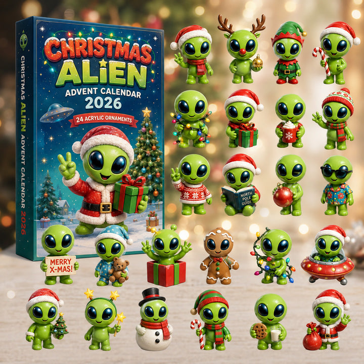 CHRISTMAS KICKOFF 40% OFF - Christmas Alien Advent Calendar 2026 - 24-Day Festive Countdown, Acrylic Charms Blind Box - Gift For Space Lovers, Family & Friends AC0HT251