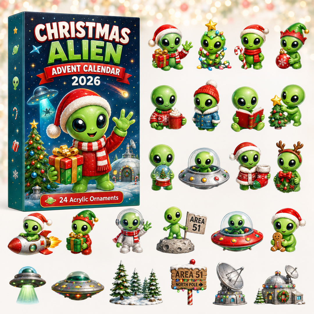 CHRISTMAS KICKOFF 40% OFF - Christmas Alien Area Advent Calendar 2026 - 24-Day Festive Countdown, Acrylic Charms Blind Box - Gift For Space Lovers, Family & Friends AC0HT252