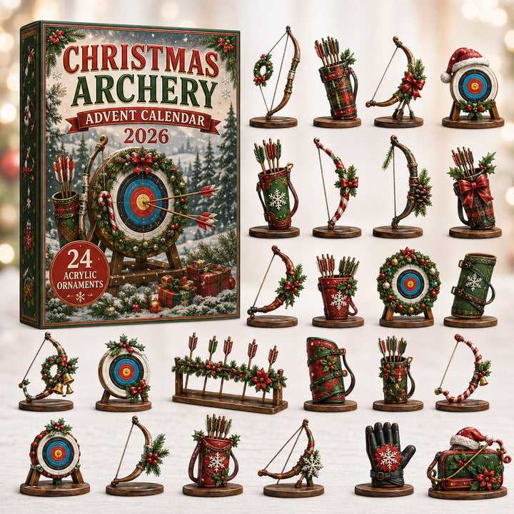 CHRISTMAS KICKOFF 40% OFF - Christmas Archery Advent Calendar 2026 - 24-Day Festive Countdown, Acrylic Charms Blind Box - Gift For Archery Lovers AC0HT330