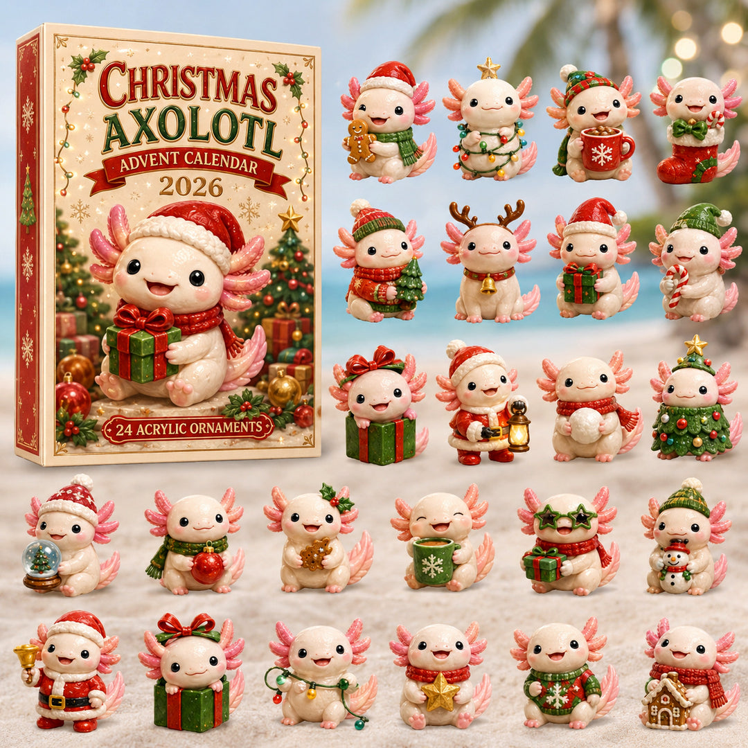 CHRISTMAS KICKOFF 40% OFF - Christmas Axolotl Advent Calendar 2026 - 24-Day Festive Countdown, Acrylic Charms Blind Box - Gift For Axolotl Lovers AC0HT491