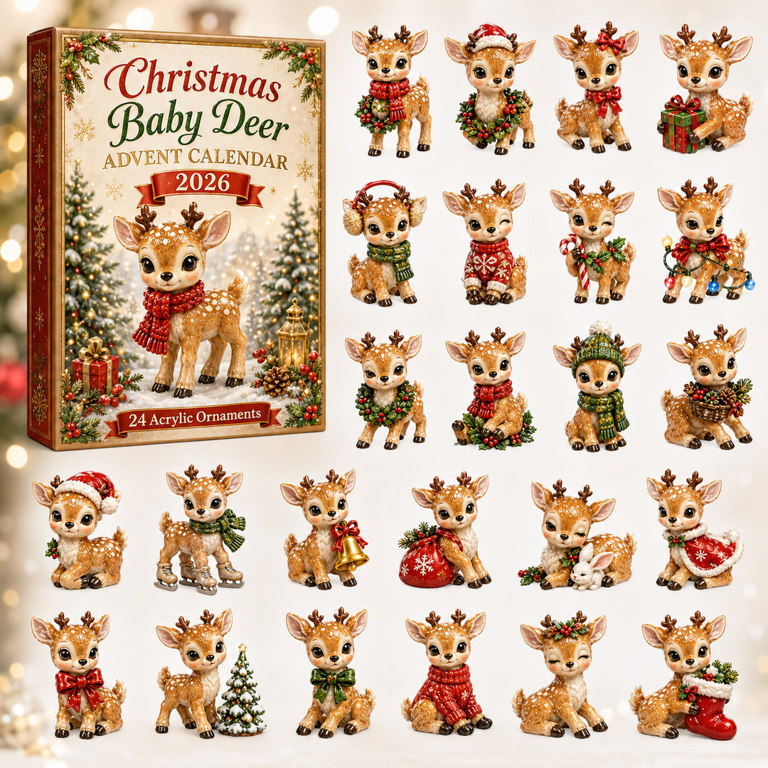 CHRISTMAS KICKOFF 40% OFF - Christmas Baby Deer Advent Calendar 2026 - 24-Day Festive Countdown, Acrylic Charms Blind Box - Gift For Woodland Lovers, Family & Friends AC0HT286