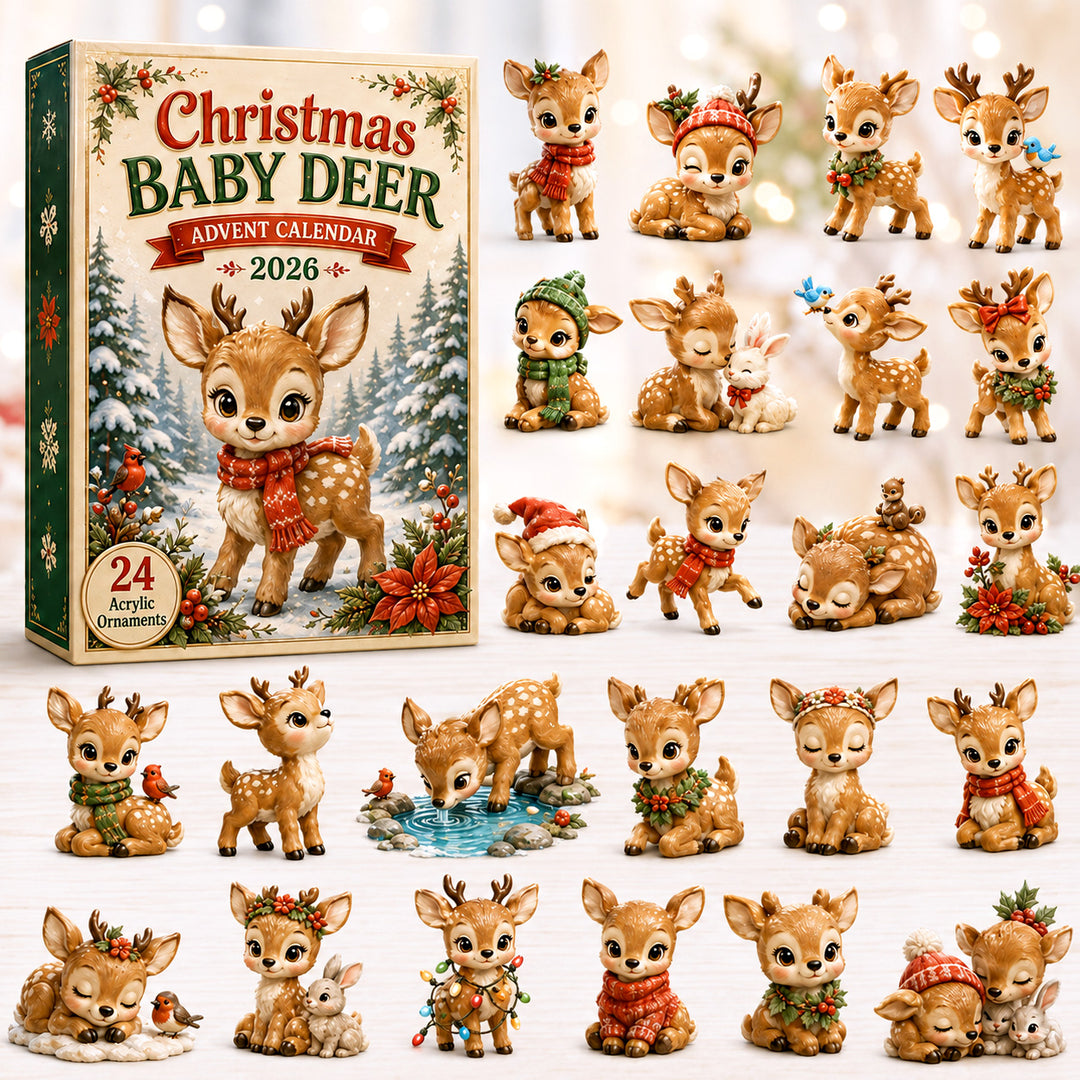 CHRISTMAS KICKOFF 40% OFF - Christmas Baby Deer Advent Calendar 2026 - 24-Day Festive Countdown, Acrylic Charms Blind Box - Gift For Woodland Lovers, Family & Friends AC0HT287
