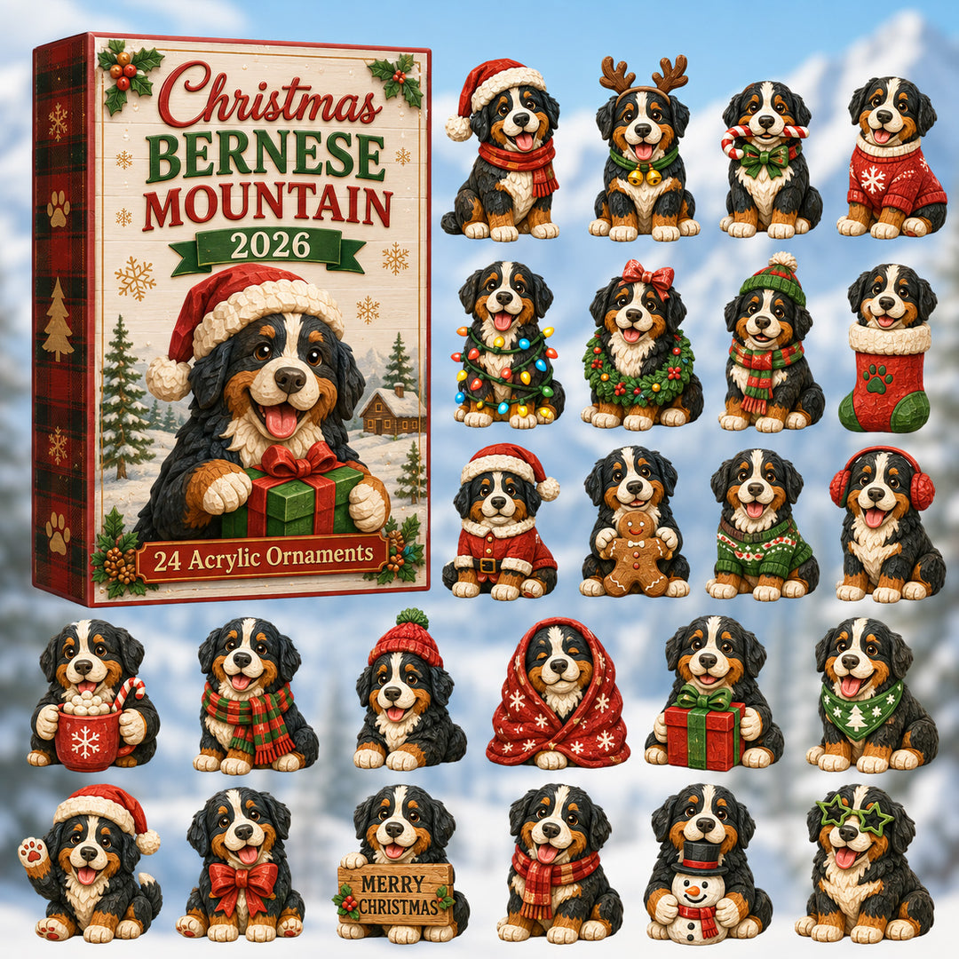 CHRISTMAS KICKOFF 40% OFF - Christmas Bernese Mountain Advent Calendar 2026 - 24-Day Festive Countdown, Acrylic Charms Blind Box - Gift For Bernese Mountain Dog Lovers AC0HT415
