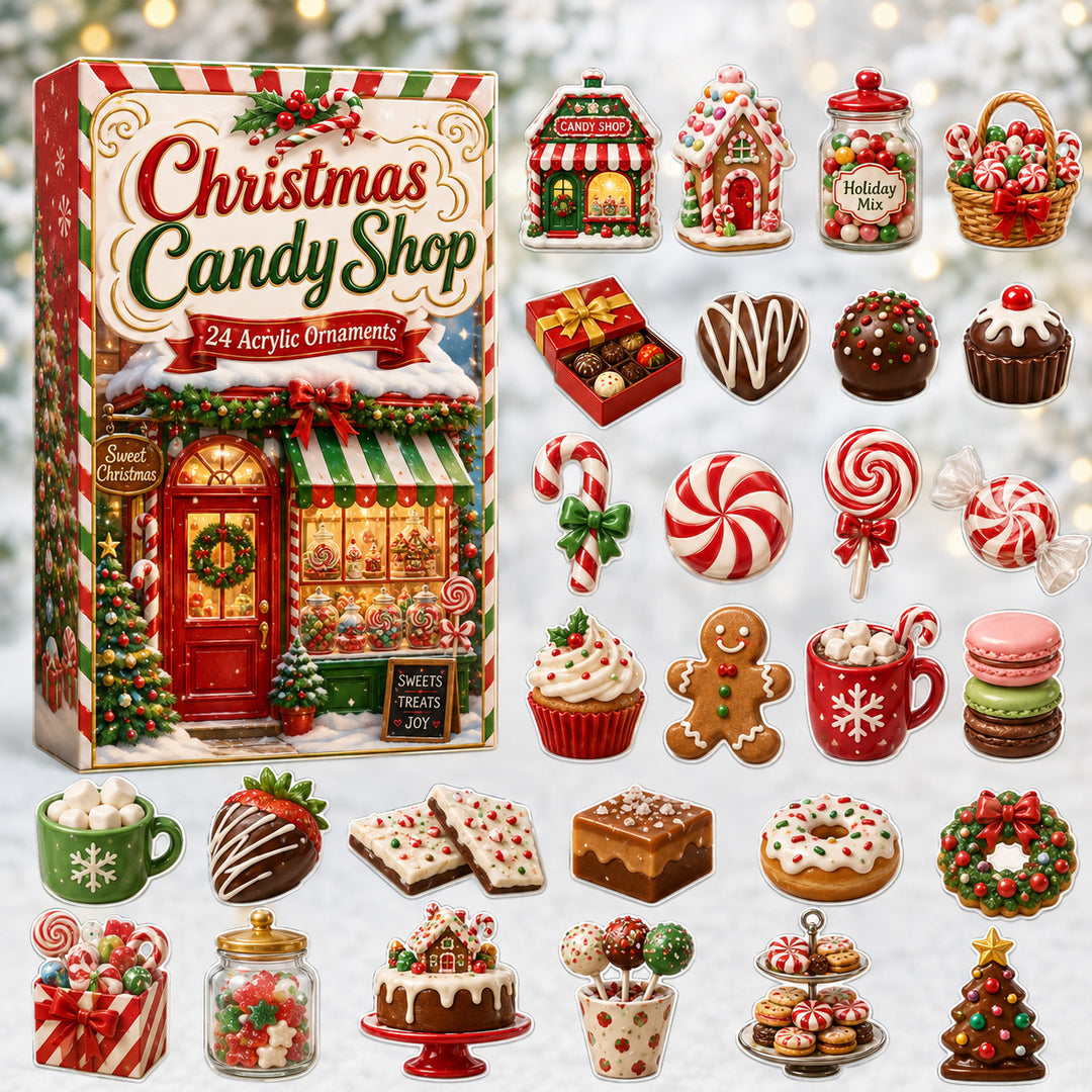 CHRISTMAS KICKOFF 40% OFF - Christmas Candy Shop Advent Calendar 2026 - 24-Day Festive Countdown, Acrylic Charms Blind Box - Gift For Family & Friends