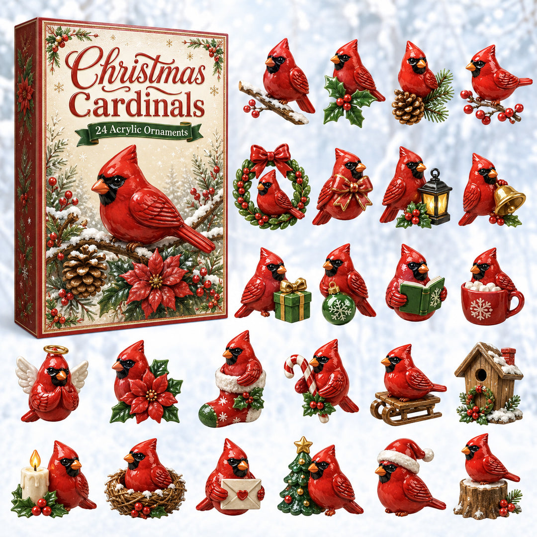 CHRISTMAS KICKOFF 40% OFF - Christmas Cardinals Advent Calendar 2026 - 24-Day Festive Countdown, Acrylic Charms Blind Box - Gift For Family Members, Cardinal Lovers