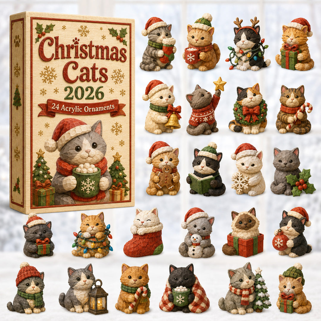 CHRISTMAS KICKOFF 40% OFF - Christmas Cat House Advent Calendar 2026 - 24-Day Festive Countdown, Acrylic Charms Blind Box - Gift For Cat Lovers