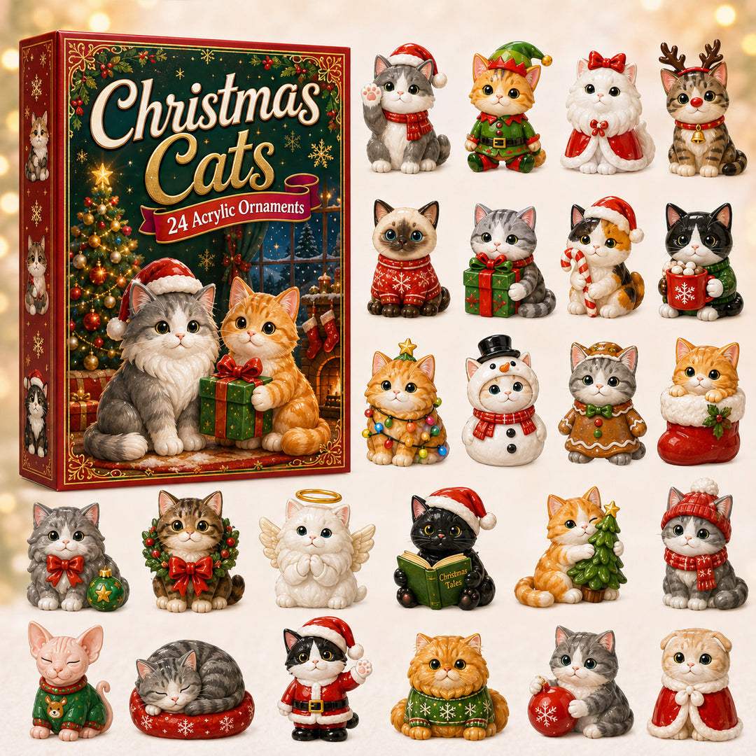 CHRISTMAS KICKOFF 40% OFF - Christmas Cats Advent Calendar 2026 - 24-Day Festive Countdown, Acrylic Charms Blind Box - Gift For Cat Lovers