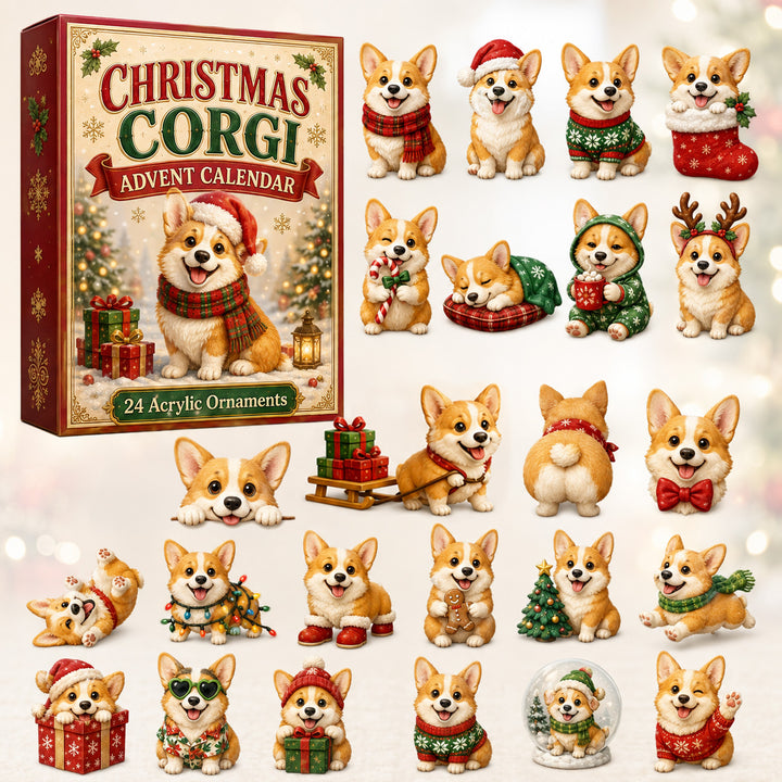 CHRISTMAS KICKOFF 40% OFF - Christmas Corgi Advent Calendar 2026 - 24-Day Festive Countdown, Acrylic Charms Blind Box - Gift For Corgi Lovers
