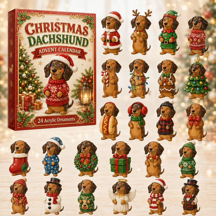 CHRISTMAS KICKOFF 40% OFF - Christmas Dachshund Advent Calendar 2026 - 24-Day Festive Countdown, Acrylic Charms Blind Box - Gift For Dachshund Lovers