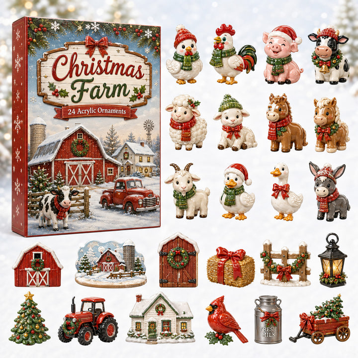 CHRISTMAS KICKOFF 40% OFF - Christmas Farm Merry Advent Calendar 2026 - 24-Day Festive Countdown, Acrylic Charms Blind Box - Gift For Farmers