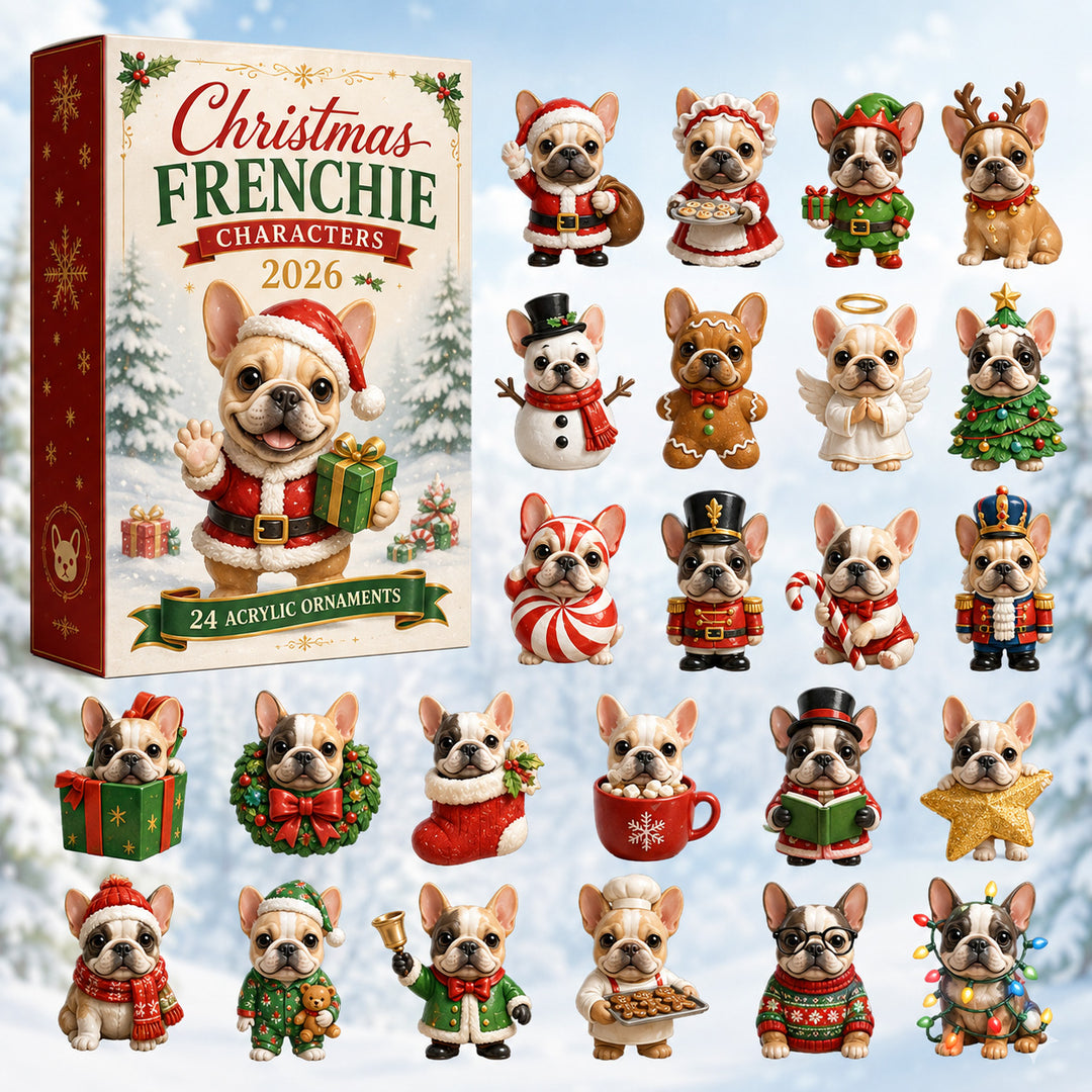 CHRISTMAS KICKOFF 40% OFF - Christmas Frenchie Advent Calendar 2026 - 24-Day Festive Countdown, Acrylic Charms Blind Box - Gift For French Bulldog Lovers AC0HT185