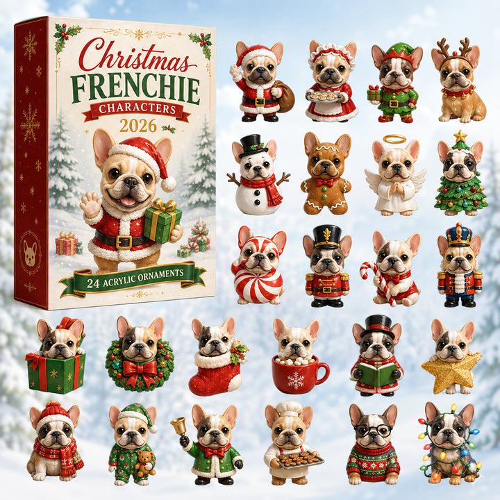 CHRISTMAS KICKOFF 40% OFF - Christmas Frenchie Advent Calendar 2026 - 24-Day Festive Countdown, Acrylic Charms Blind Box - Gift For French Bulldog Lovers AC0HT185