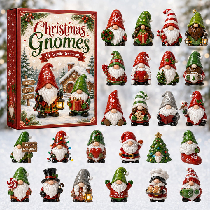 CHRISTMAS KICKOFF 40% OFF - Christmas Gnomes Advent Calendar 2026 - 24-Day Festive Countdown, Acrylic Charms Blind Box - Gift For Family Members