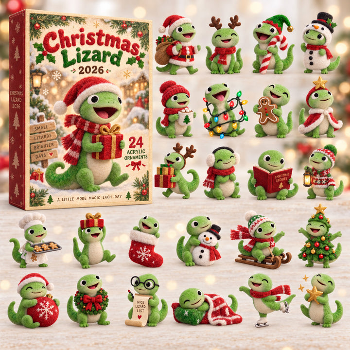 CHRISTMAS KICKOFF 40% OFF - Christmas Lizard Advent Calendar 2026 - 24-Day Festive Countdown, Acrylic Charms Blind Box - Gift For Lizard Lovers AC0HT648