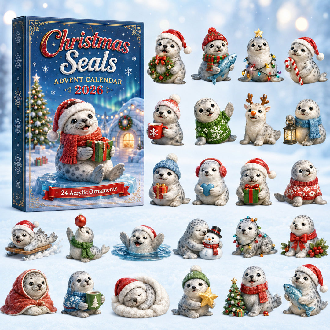 CHRISTMAS KICKOFF 40% OFF - Christmas Seals Advent Calendar 2026 - 24-Day Festive Countdown, Acrylic Charms Blind Box - Gift For Seal Lovers AC0HT484