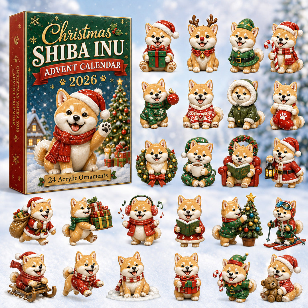 CHRISTMAS KICKOFF 40% OFF - Christmas Shiba Inu Advent Calendar 2026 - 24-Day Festive Countdown, Acrylic Charms Blind Box - Gift For Shiba Inu Lovers AC0HT201