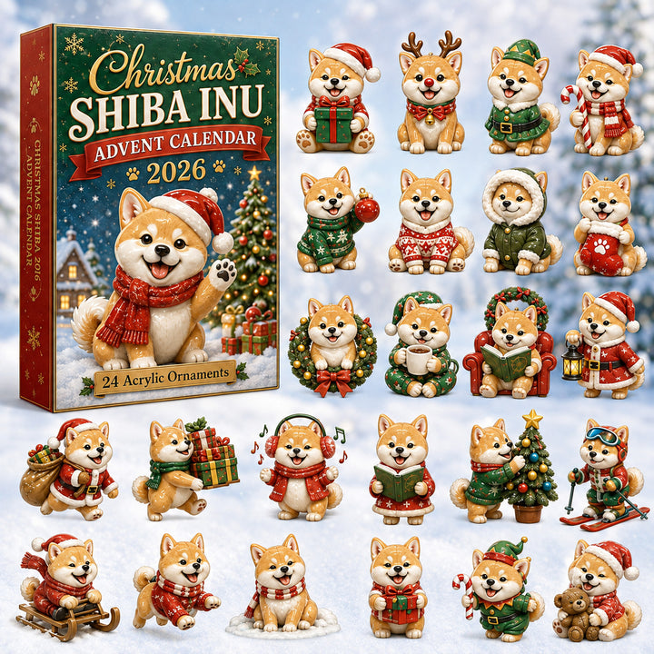 CHRISTMAS KICKOFF 40% OFF - Christmas Shiba Inu Advent Calendar 2026 - 24-Day Festive Countdown, Acrylic Charms Blind Box - Gift For Shiba Inu Lovers AC0HT201
