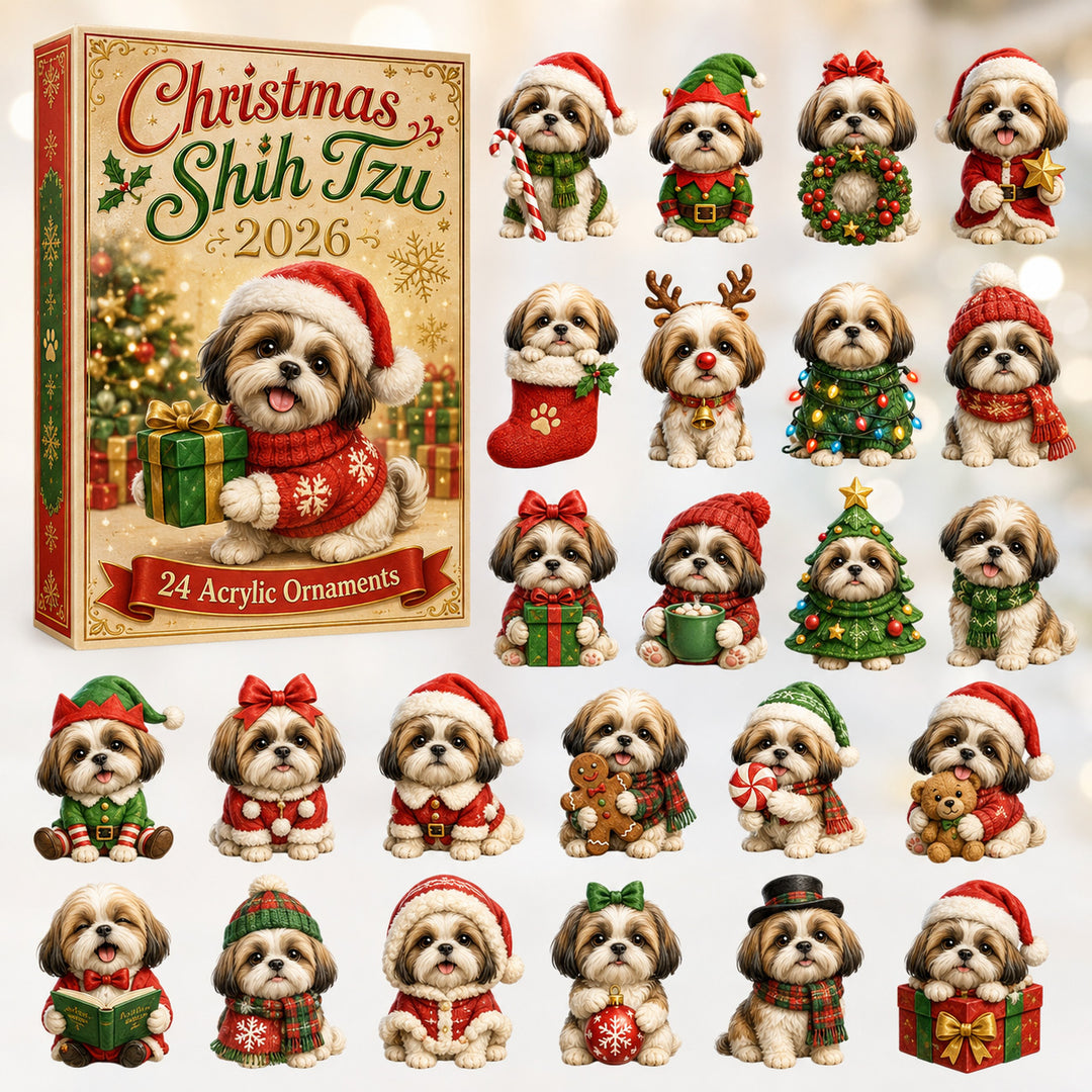 CHRISTMAS KICKOFF 40% OFF - Christmas Shih Tzu Advent Calendar 2026 - 24-Day Festive Countdown, Acrylic Charms Blind Box - Gift For Shih Tzu Lovers AC0HT268