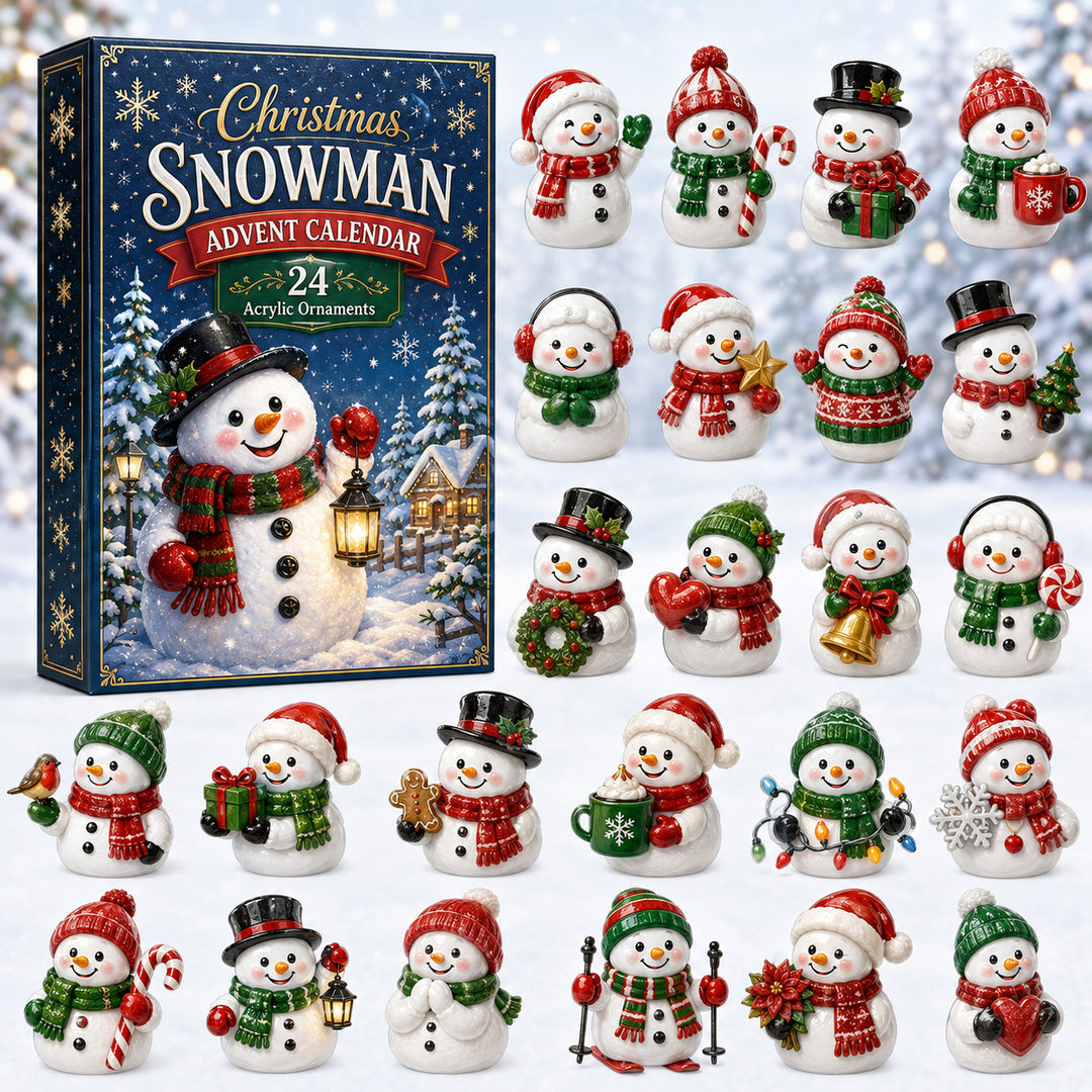 CHRISTMAS KICKOFF 40% OFF - Christmas Snowman Advent Calendar 2026 - 24-Day Festive Countdown, Acrylic Charms Blind Box - Gift For Family Members