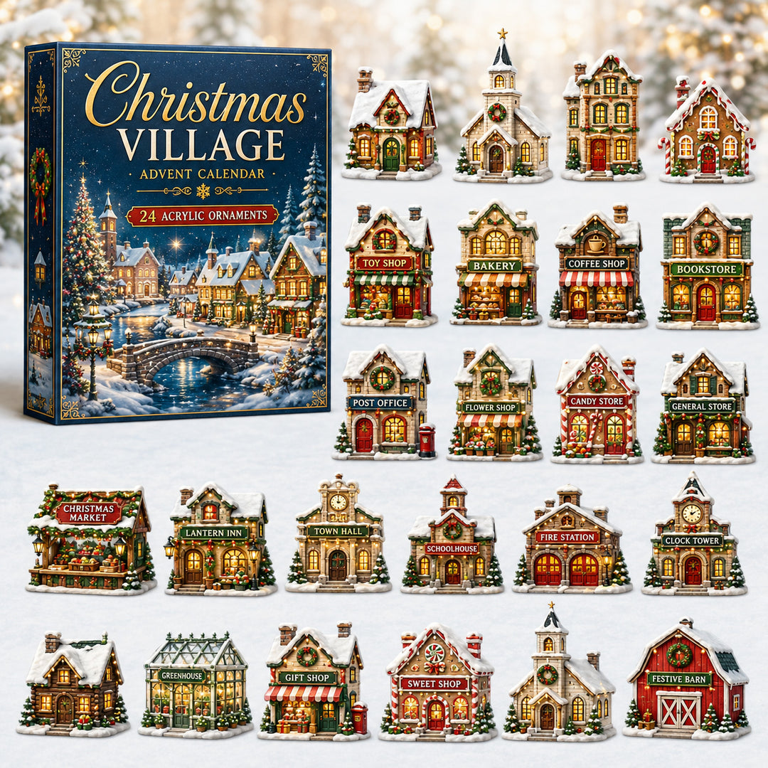CHRISTMAS KICKOFF 40% OFF - Christmas Village Houses Advent Calendar 2026 - 24-Day Festive Countdown, Acrylic Charms Blind Box - Gift For Family & Friends
