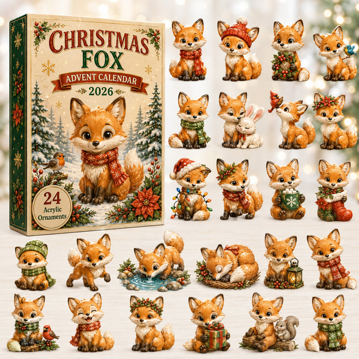 CHRISTMAS KICKOFF 40% OFF - Christmas Woodland Fox Advent Calendar 2026 - 24-Day Festive Countdown, Acrylic Charms Blind Box - Gift For Woodland Lovers, Family & Friends AC0HT290