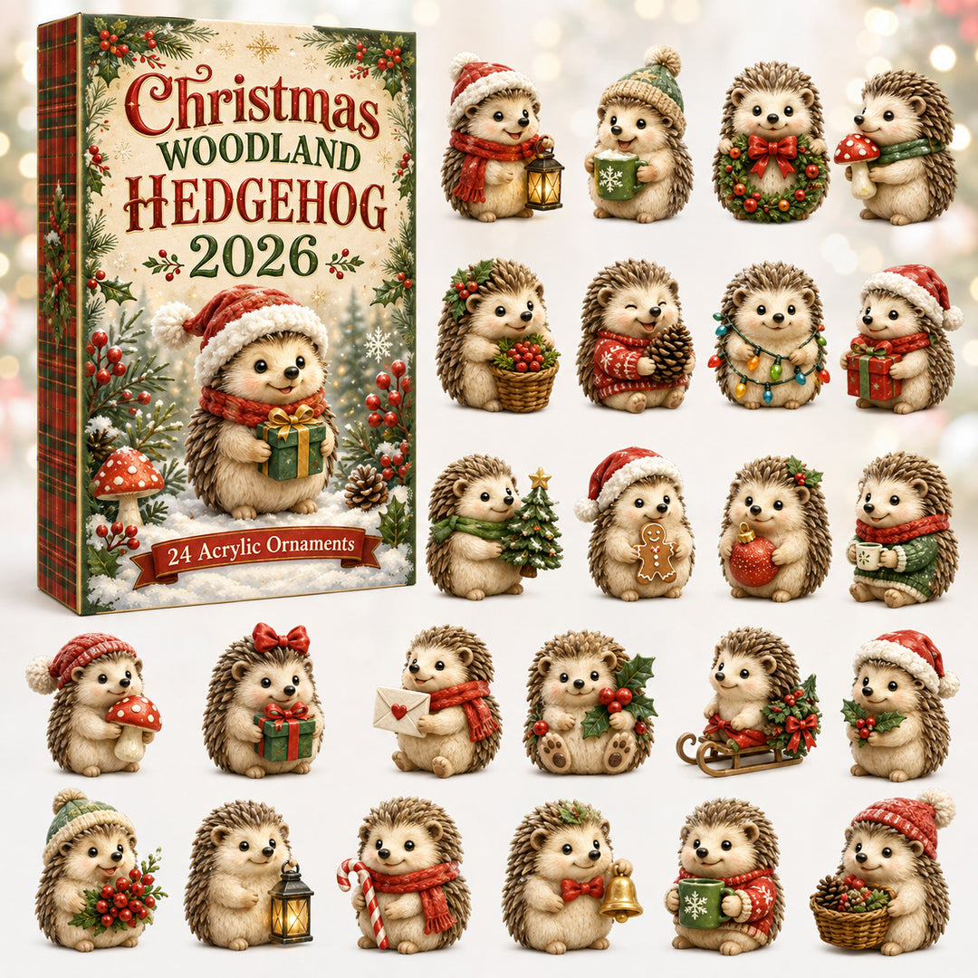 CHRISTMAS KICKOFF 40% OFF - Christmas Woodland Hedgehog Advent Calendar 2026 - 24-Day Festive Countdown, Acrylic Charms Blind Box - Gift For Woodland Lovers, Family & Friends AC0HT285