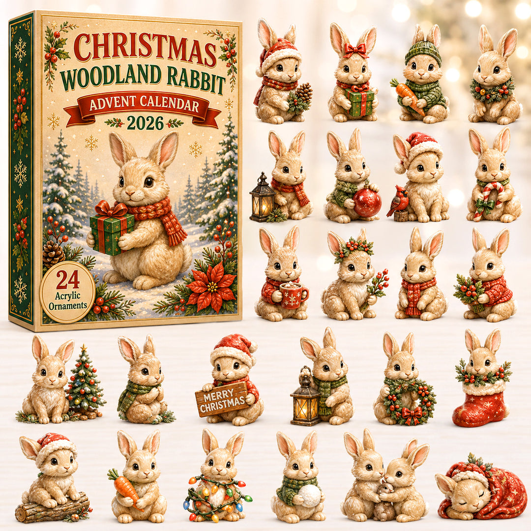 CHRISTMAS KICKOFF 40% OFF - Christmas Woodland Rabbit Advent Calendar 2026 - 24-Day Festive Countdown, Acrylic Charms Blind Box - Gift For Woodland Lovers, Family & Friends AC0HT291