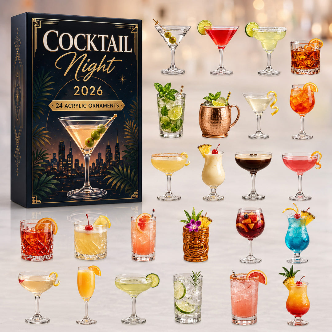 CHRISTMAS KICKOFF 40% OFF - Cocktail Night Advent Calendar 2026 - 24-Day Festive Countdown, Acrylic Charms Blind Box - Gift For Cocktail Lovers AC0HT537