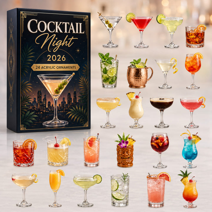 CHRISTMAS KICKOFF 40% OFF - Cocktail Night Advent Calendar 2026 - 24-Day Festive Countdown, Acrylic Charms Blind Box - Gift For Cocktail Lovers AC0HT537