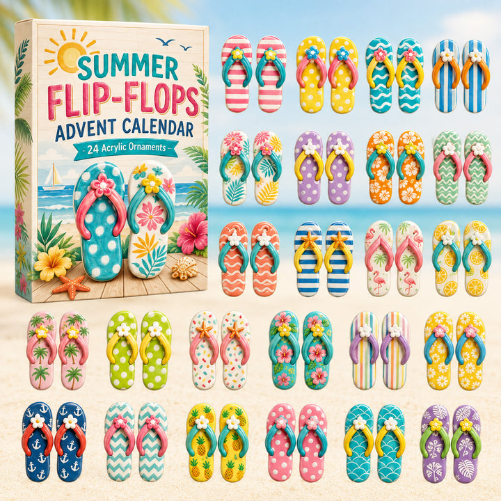 CHRISTMAS KICKOFF 40% OFF - Colorful Flip-flops Advent Calendar 2026 - 24-Day Festive Countdown, Acrylic Charms Blind Box - Gift For Beach Lovers, Family & Friends AC0HT226