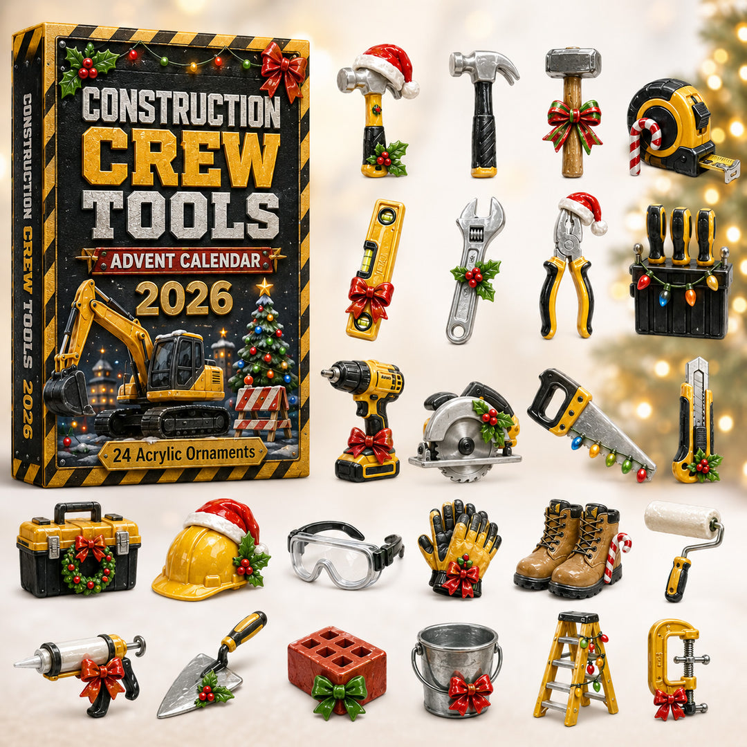 CHRISTMAS KICKOFF 40% OFF - Construction Crew Tools Advent Calendar 2026 - 24-Day Festive Countdown, Acrylic Charms Blind Box - Gift For Construction Workers AC0HT477