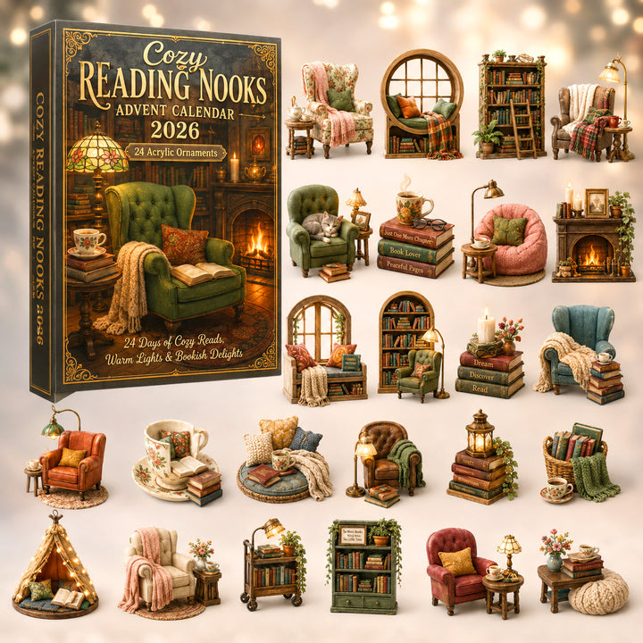CHRISTMAS KICKOFF 40% OFF - Cozy Reading Nooks Advent Calendar 2026 - 24-Day Festive Countdown, Acrylic Charms Blind Box - Gift For Reading Lovers AC0HT424