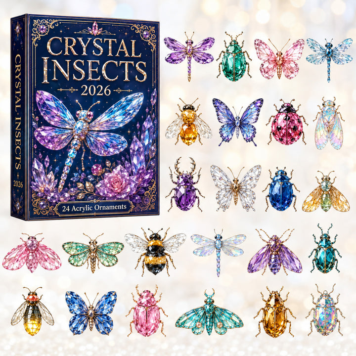CHRISTMAS KICKOFF 40% OFF - Crystal Insects Advent Calendar 2026 - 24-Day Festive Countdown, Acrylic Charms Blind Box - Gift For Nature Lovers AC0HT362
