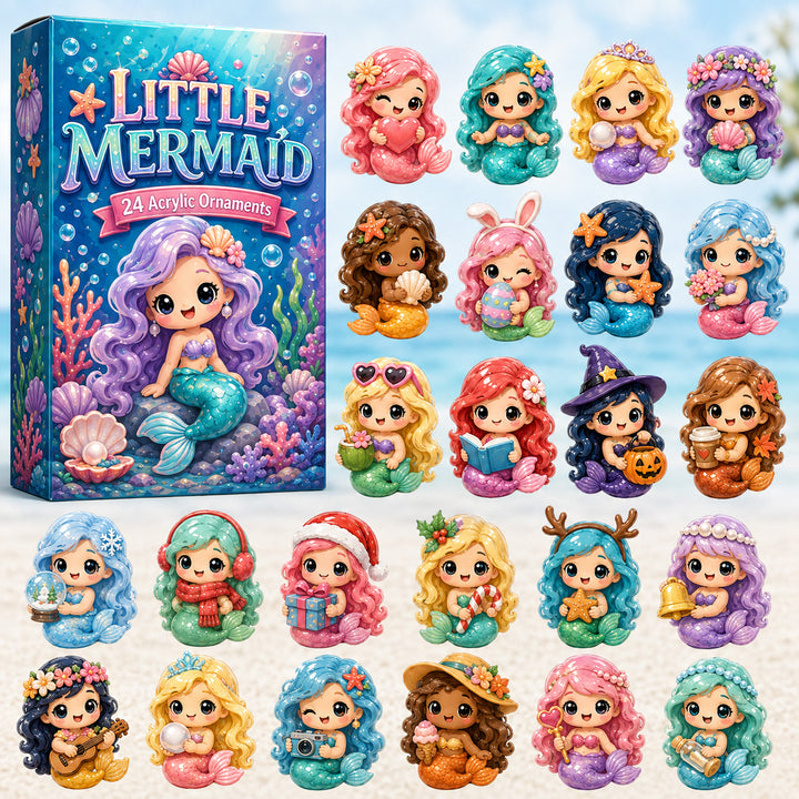 CHRISTMAS KICKOFF 40% OFF - Cute Mermaids Collection Advent Calendar 2026 - 24-Day Festive Countdown, Acrylic Charms Blind Box - Gift For Mermaid Lovers