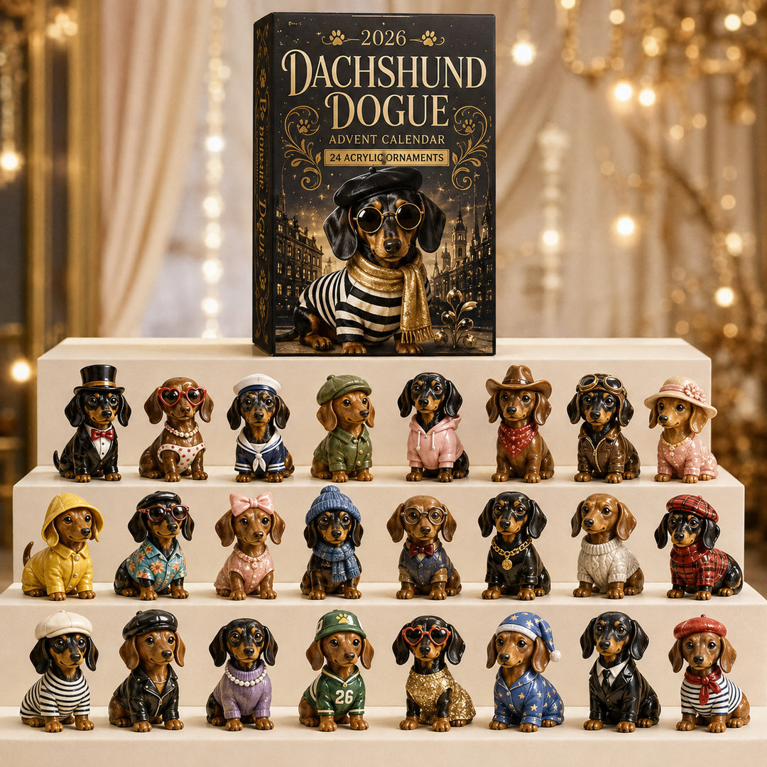 CHRISTMAS KICKOFF 40% OFF - Dachshund Dogue Advent Calendar 2026 - 24-Day Festive Countdown, Acrylic Charms Blind Box - Gift For Dachshund Lovers AC0HT575
