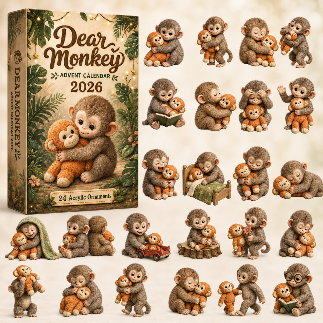 CHRISTMAS KICKOFF 40% OFF - Dear Monkey Advent Calendar 2026 - 24-Day Festive Countdown, Acrylic Charms Blind Box - Gift For Safari Lovers AC0HT541