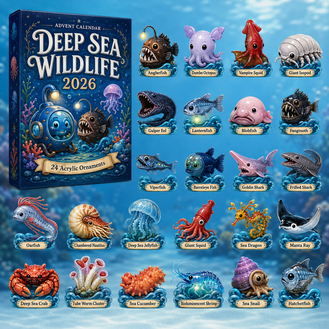 CHRISTMAS KICKOFF 40% OFF - Deep Sea Wildlife Advent Calendar 2026 - 24-Day Festive Countdown, Acrylic Charms Blind Box - Gift For Ocean Lovers, Family & Friends AC0HT240