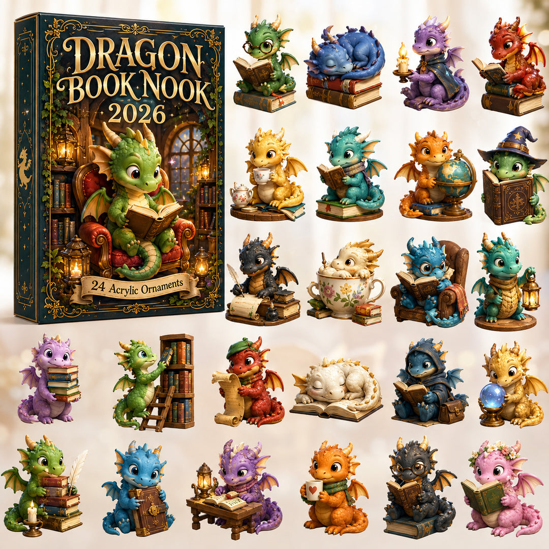 CHRISTMAS KICKOFF 40% OFF - Dragon Book Nook Advent Calendar 2026 - 24-Day Festive Countdown, Acrylic Charms Blind Box - Gift For Dragon Lovers AC0HT421