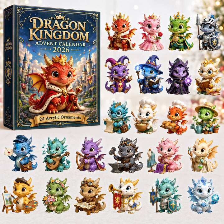 CHRISTMAS KICKOFF 40% OFF - Dragon Kingdom Advent Calendar 2026 - 24-Day Festive Countdown, Acrylic Charms Blind Box - Gift For Dragon Lovers