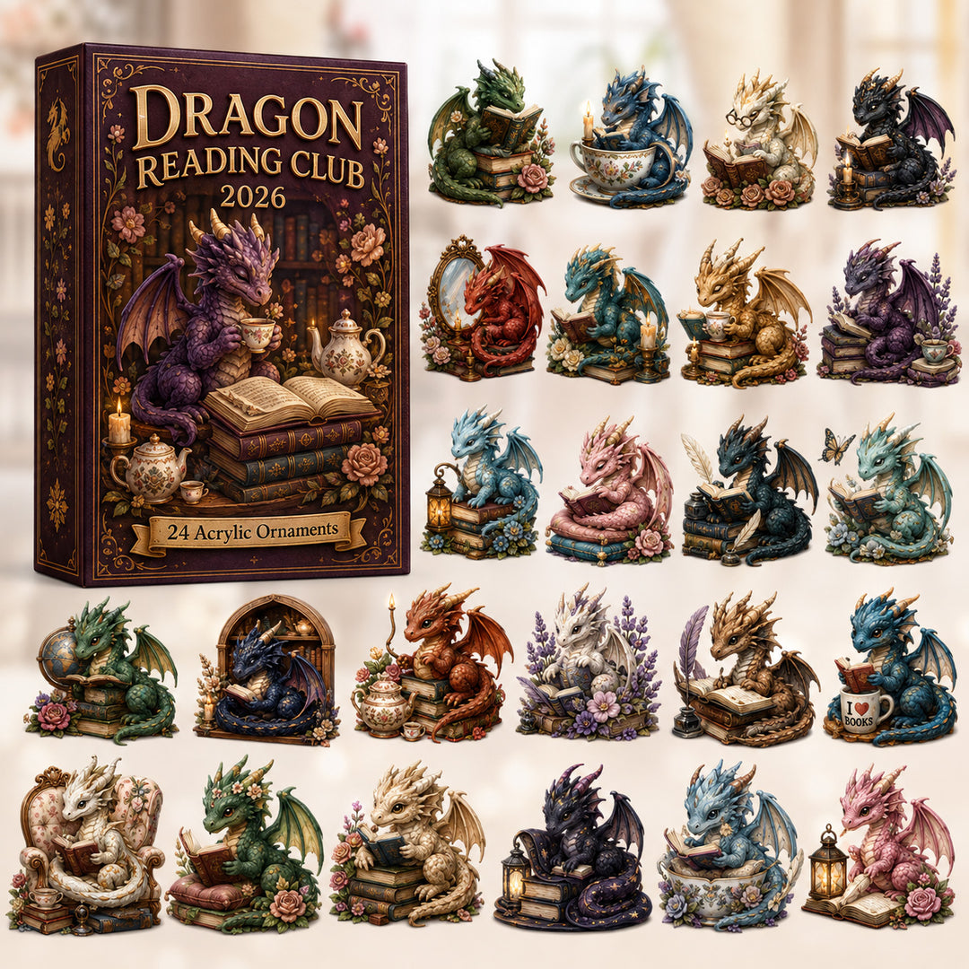 CHRISTMAS KICKOFF 40% OFF - Dragon Reading Club Advent Calendar 2026 - 24-Day Festive Countdown, Acrylic Charms Blind Box - Gift For Dragon Lovers AC0HT422