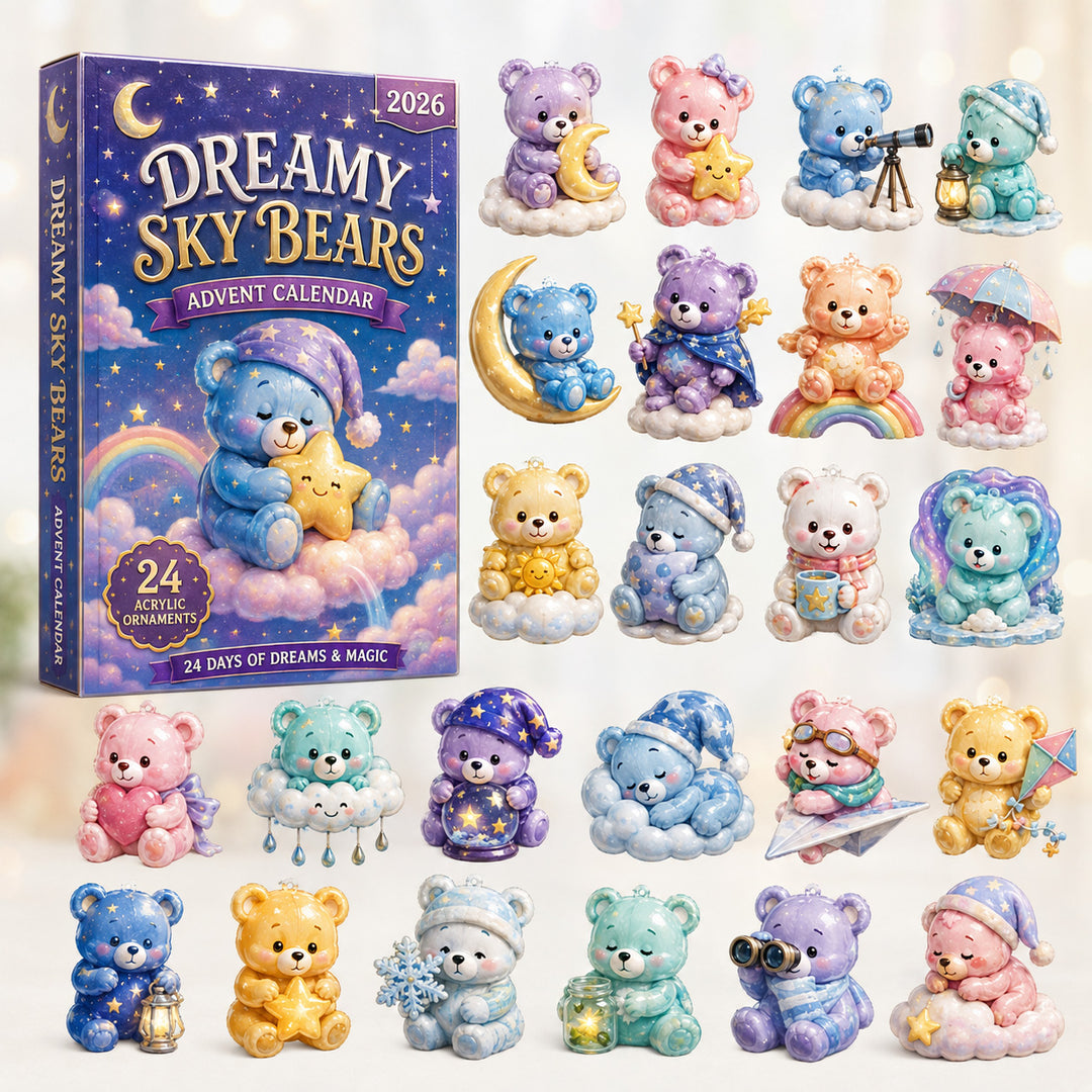 CHRISTMAS KICKOFF 40% OFF - Dreamy Sky Bears Advent Calendar 2026 - 24-Day Festive Countdown, Acrylic Charms Blind Box - Gift For Kids, Family & Friends AC0HT371