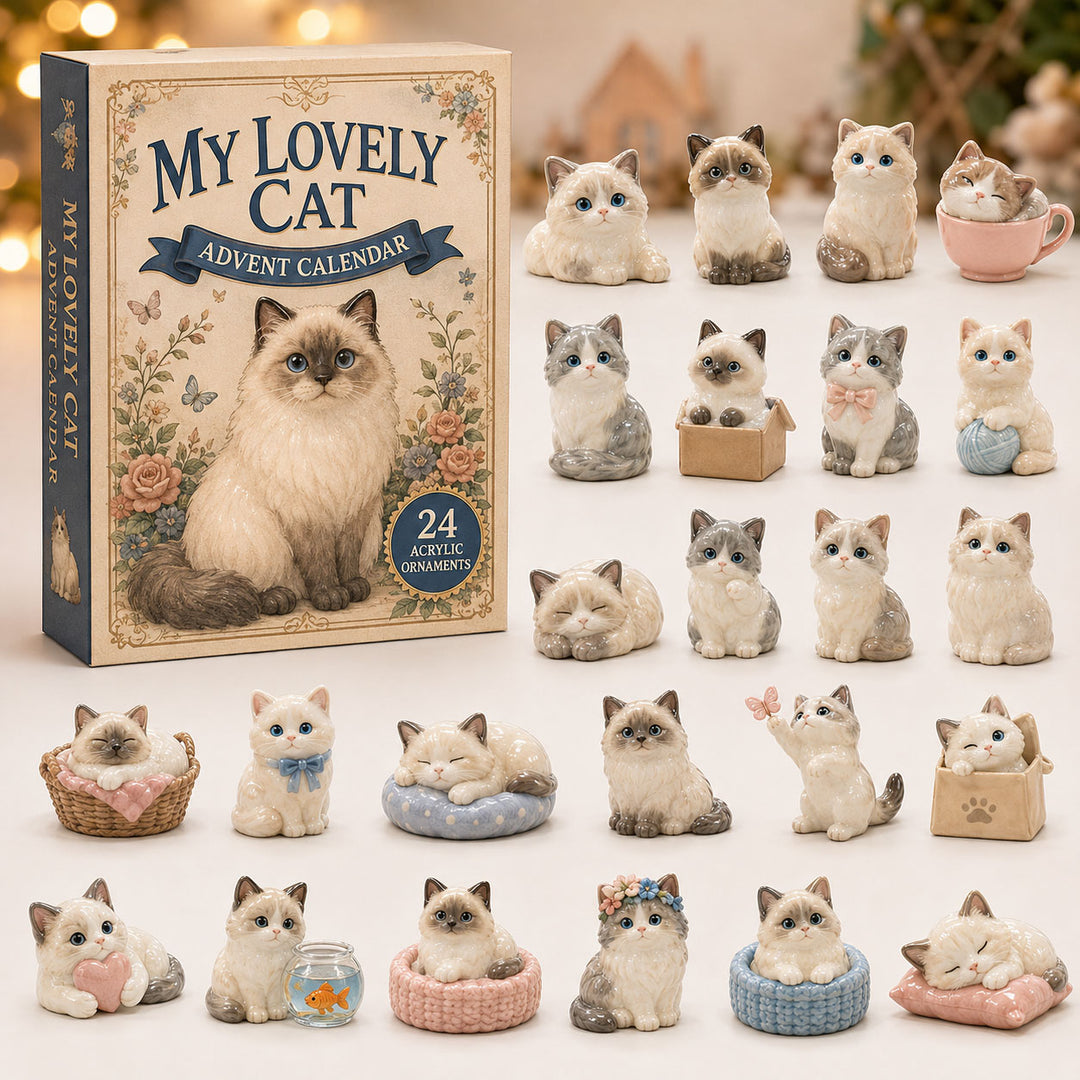 CHRISTMAS KICKOFF 40% OFF - Elegant Felines Advent Calendar 2026 - 24-Day Festive Countdown, Acrylic Charms Blind Box - Gift For Cat Lovers