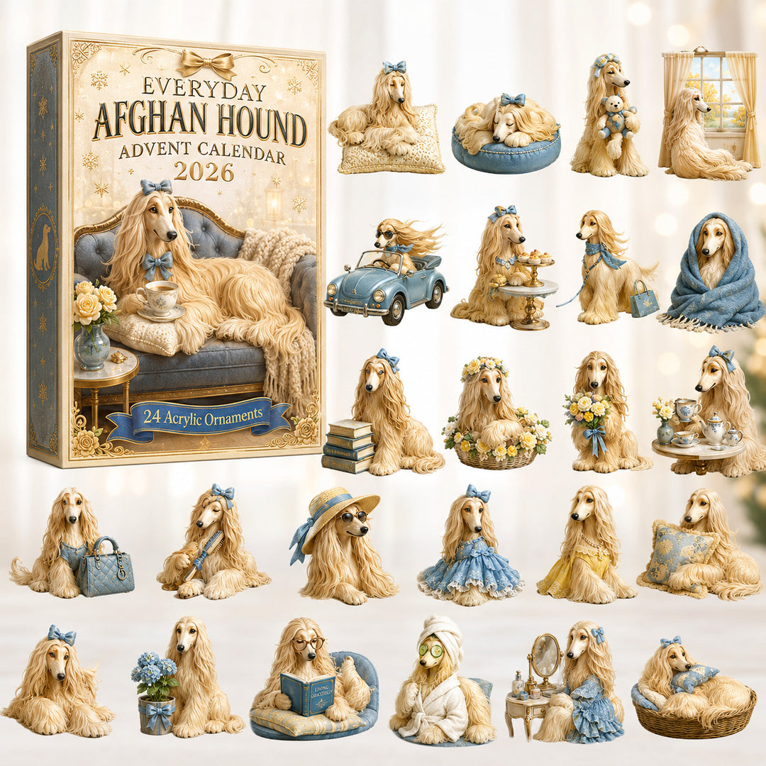 CHRISTMAS KICKOFF 40% OFF - Everyday Afghan Hound Advent Calendar 2026 - 24-Day Festive Countdown, Acrylic Charms Blind Box - Gift For Afghan Hound Lovers AC0HT400